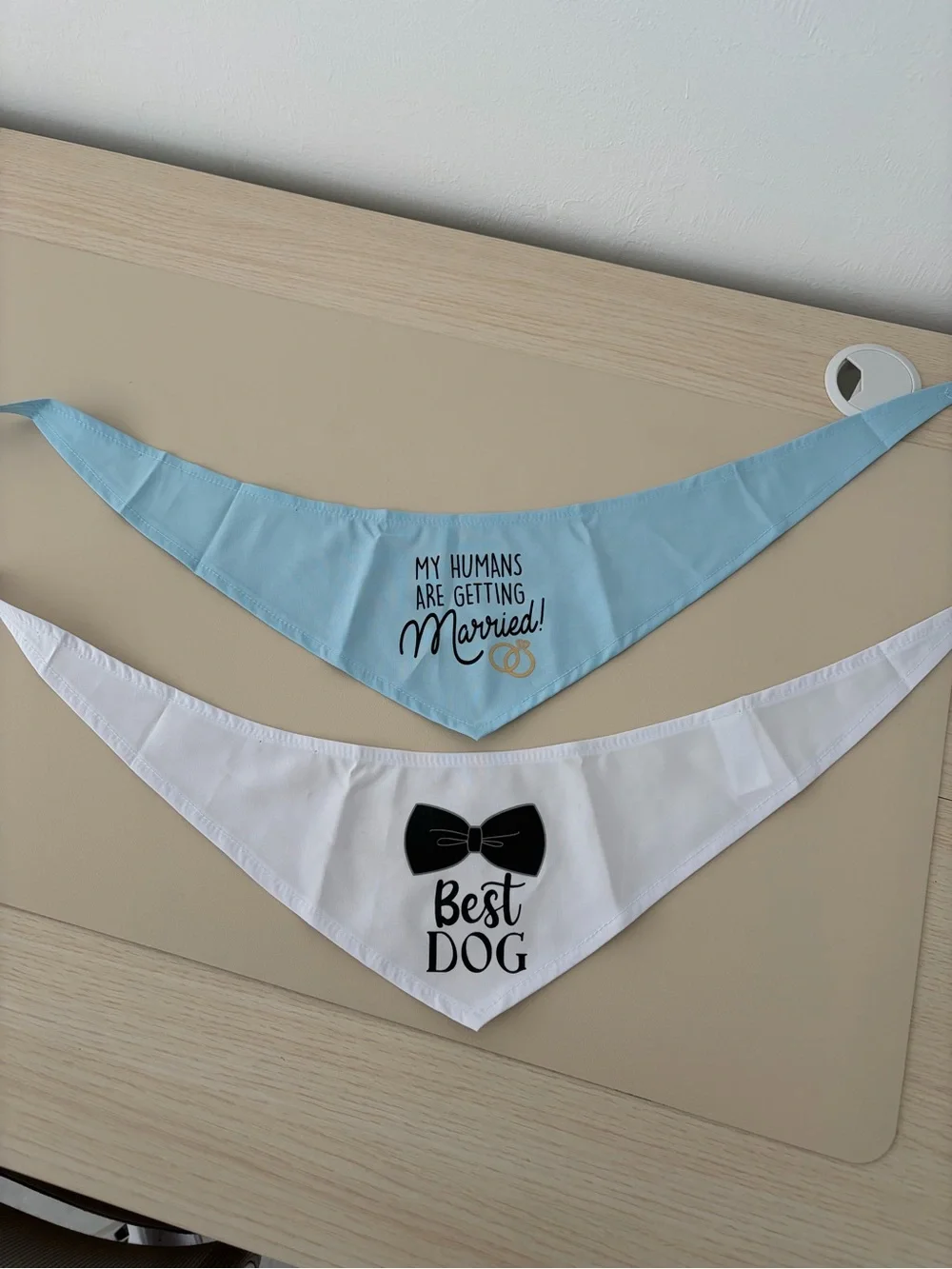 Best Dog and My Humans Are Getting Married! Pet Bandana Set - Blue & White